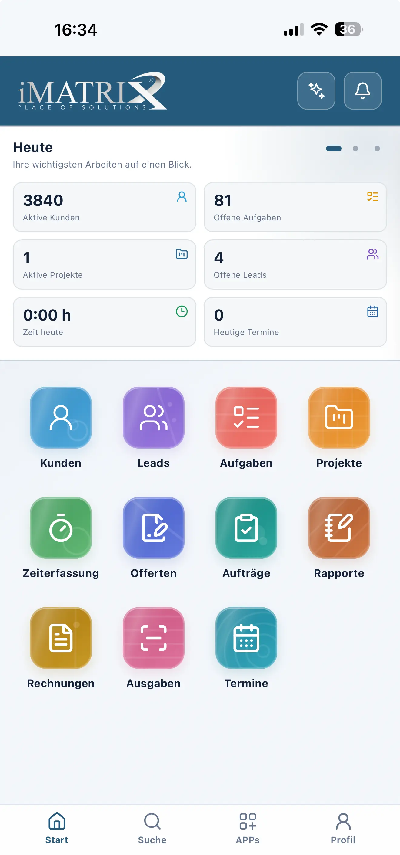 iMATRIX App · Startseite